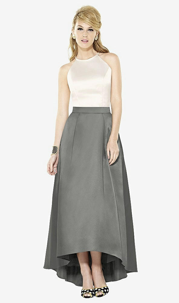Front View - Charcoal Gray & Ivory After Six Bridesmaid Dress 6718