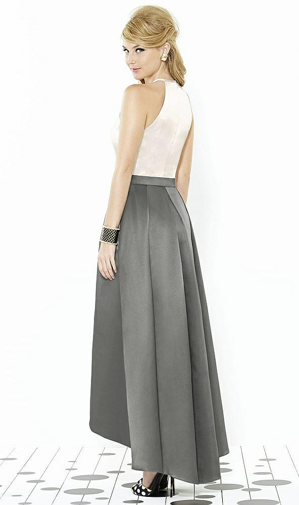 Back View - Charcoal Gray & Ivory After Six Bridesmaid Dress 6718