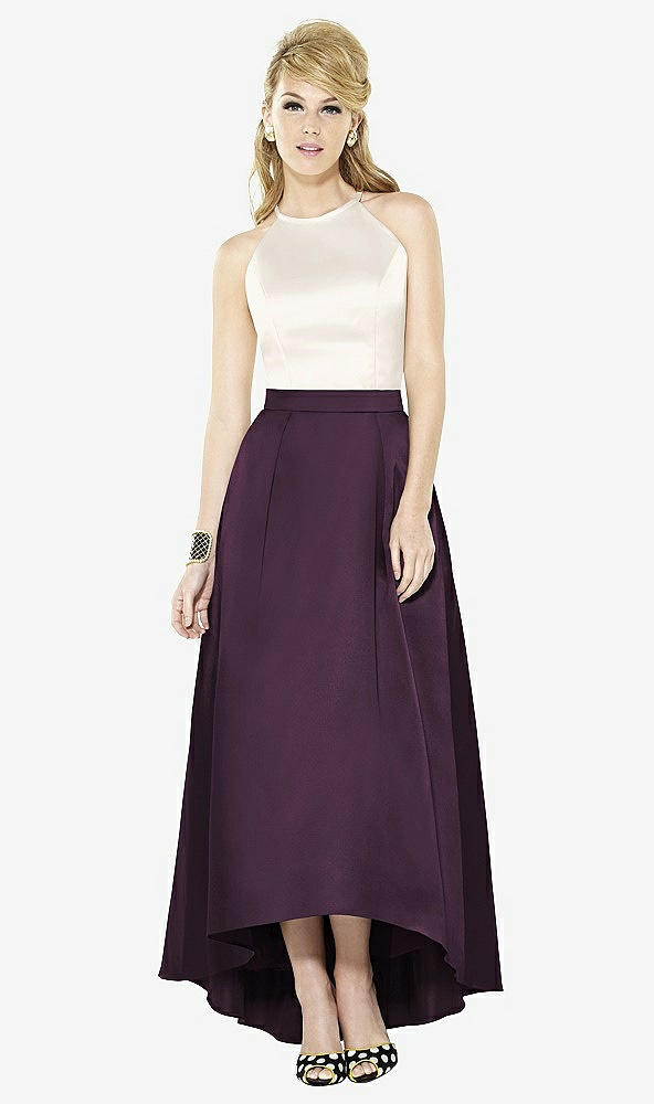Front View - Aubergine & Ivory After Six Bridesmaid Dress 6718