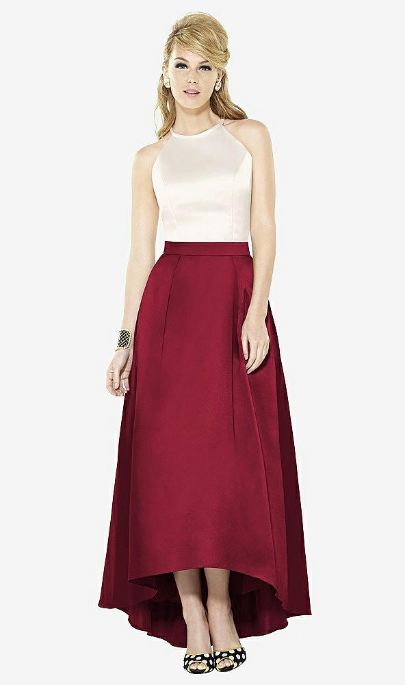 Front View - Burgundy & Ivory After Six Bridesmaid Dress 6718