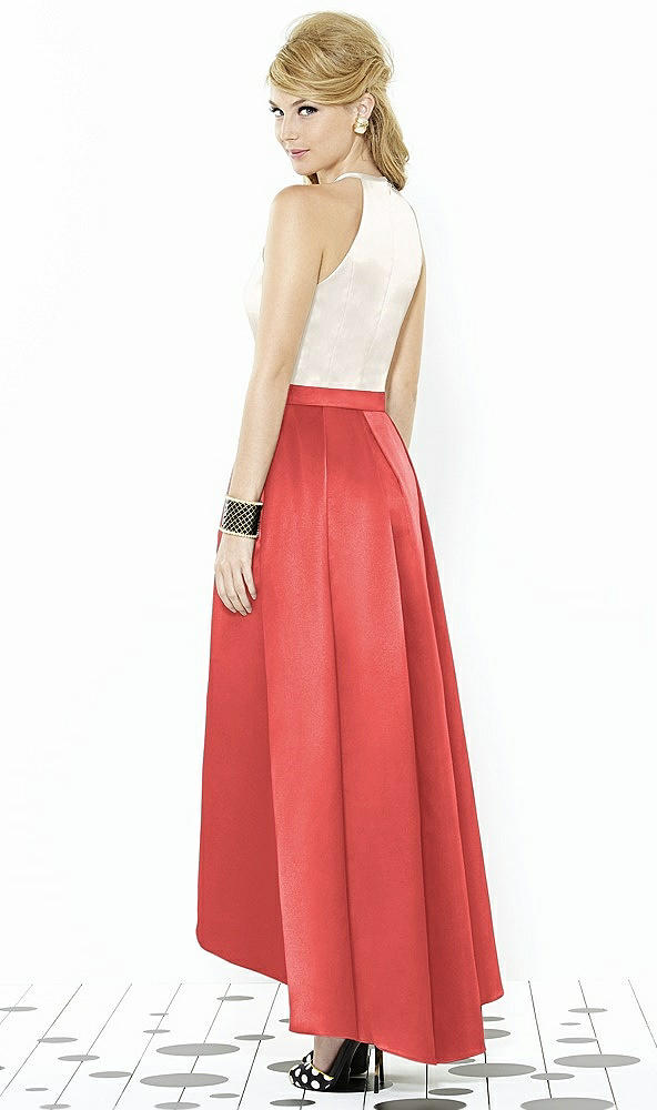 Back View - Perfect Coral & Ivory After Six Bridesmaid Dress 6718