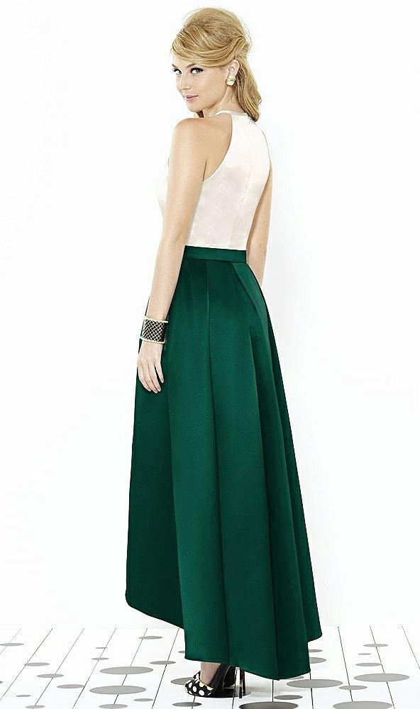 Back View - Hunter Green & Ivory After Six Bridesmaid Dress 6718