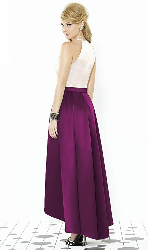 Back View - Wild Berry & Ivory After Six Bridesmaid Dress 6718