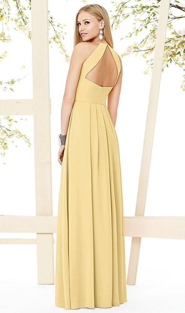 Back View - Buttercup Open-Back Shirred Halter Dress