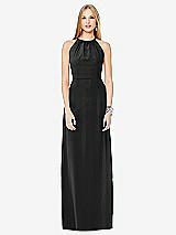Front View Thumbnail - Black Open-Back Shirred Halter Dress