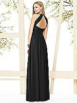 Rear View Thumbnail - Black Open-Back Shirred Halter Dress