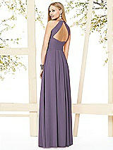 Rear View Thumbnail - Lavender Open-Back Shirred Halter Dress