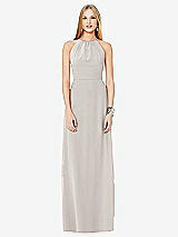 Front View Thumbnail - Oyster Open-Back Shirred Halter Dress