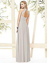 Rear View Thumbnail - Oyster Open-Back Shirred Halter Dress