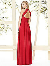 Rear View Thumbnail - Parisian Red Open-Back Shirred Halter Dress