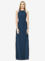 Front View Thumbnail - Sofia Blue Open-Back Shirred Halter Dress