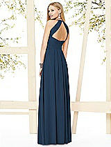 Rear View Thumbnail - Sofia Blue Open-Back Shirred Halter Dress