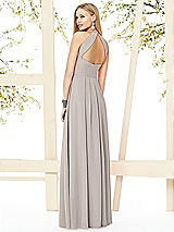 Rear View Thumbnail - Taupe Open-Back Shirred Halter Dress