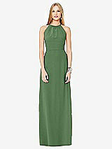 Front View Thumbnail - Vineyard Green Open-Back Shirred Halter Dress