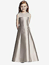 Front View Thumbnail - Taupe Flower Girl Dress FL4041