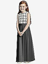 Front View Thumbnail - Charcoal Gray & Ivory Flower Girl Style FL4044
