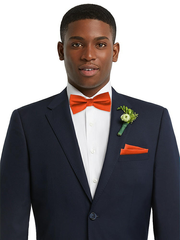 Front View - Tangerine Tango Classic Yarn-Dyed Bow Ties by After Six