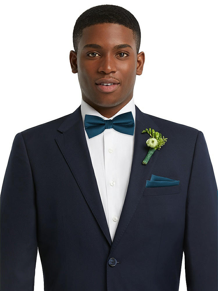 Front View - Atlantic Blue Classic Yarn-Dyed Bow Ties by After Six