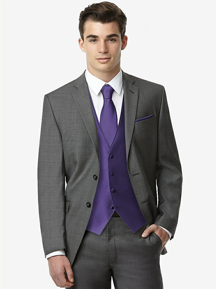 Front View - Regalia - PANTONE Ultra Violet Classic Yarn-Dyed Tuxedo Vest by After Six