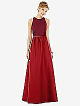 Front View Thumbnail - Garnet & Burgundy Sleeveless Keyhole Back Satin Maxi Dress
