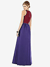 Rear View Thumbnail - Grape & Burgundy Sleeveless Keyhole Back Satin Maxi Dress