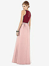 Rear View Thumbnail - Rose - PANTONE Rose Quartz & Burgundy Sleeveless Keyhole Back Satin Maxi Dress