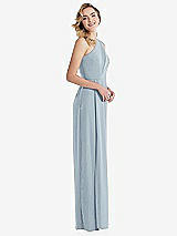 Side View Thumbnail - Mist One-Shoulder Draped Bodice Column Gown