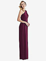 Side View Thumbnail - Ruby One-Shoulder Draped Bodice Column Gown