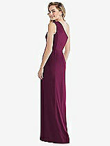 Rear View Thumbnail - Ruby One-Shoulder Draped Bodice Column Gown