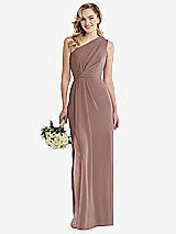 Front View Thumbnail - Sienna One-Shoulder Draped Bodice Column Gown