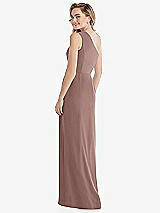 Rear View Thumbnail - Sienna One-Shoulder Draped Bodice Column Gown