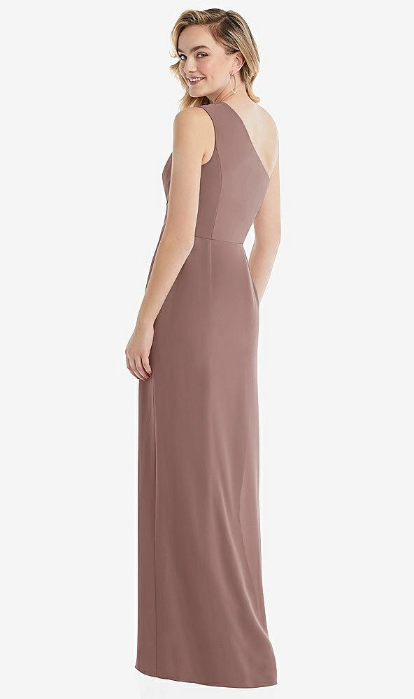 Back View - Sienna One-Shoulder Draped Bodice Column Gown