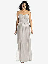 Front View Thumbnail - Oyster Strapless Draped Bodice Maxi Dress with Front Slits