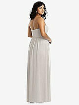 Rear View Thumbnail - Oyster Strapless Draped Bodice Maxi Dress with Front Slits
