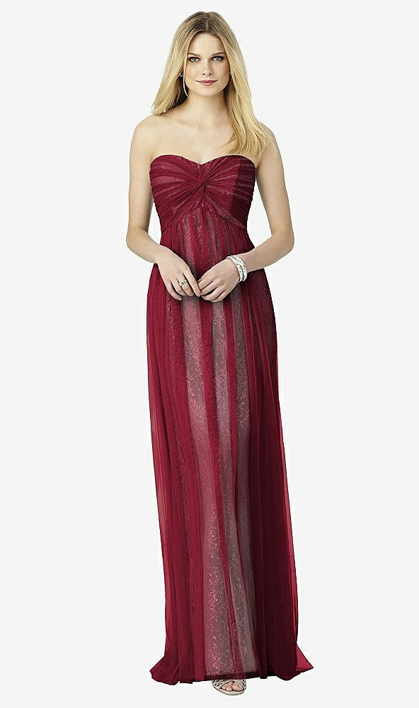 Front View - Burgundy & Oyster After Six Bridesmaids Style 6725