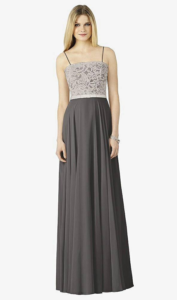 Front View - Caviar Gray & Oyster After Six Bridesmaid Dress 6732