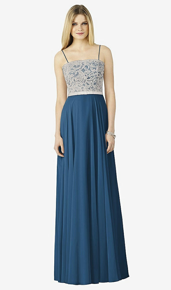 Front View - Dusk Blue & Oyster After Six Bridesmaid Dress 6732