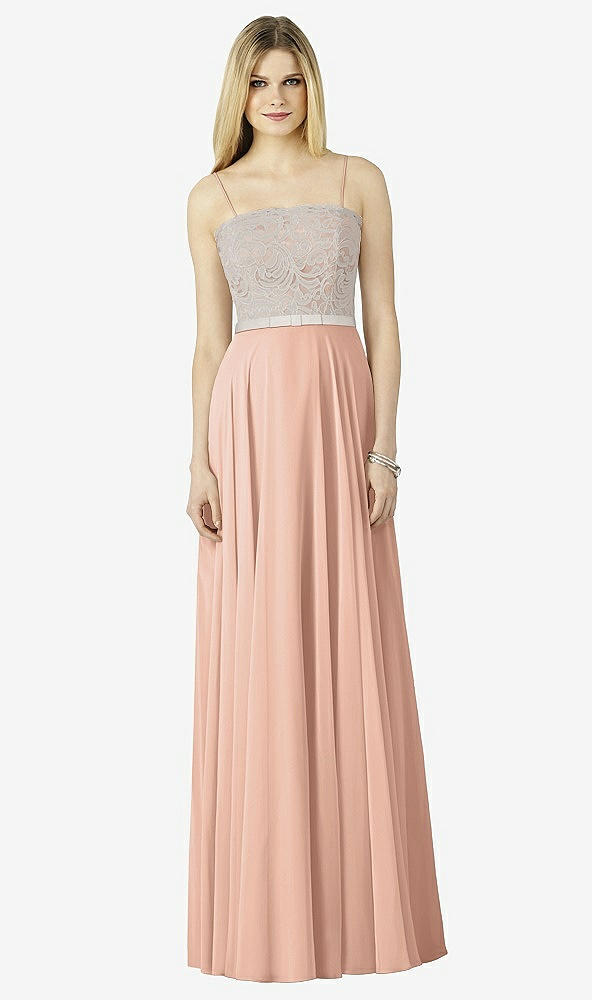 Front View - Pale Peach & Oyster After Six Bridesmaid Dress 6732