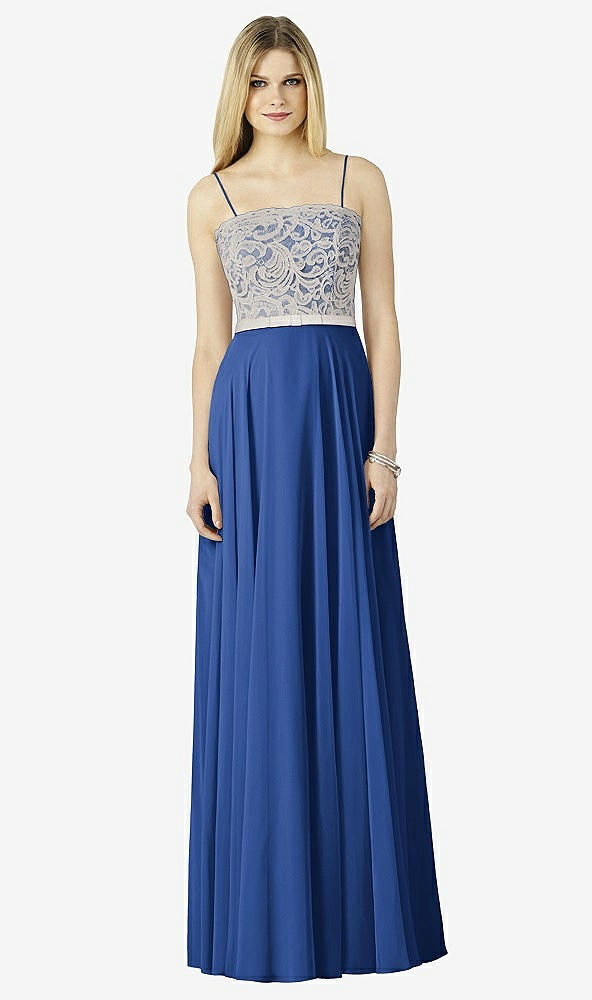 Front View - Classic Blue & Oyster After Six Bridesmaid Dress 6732