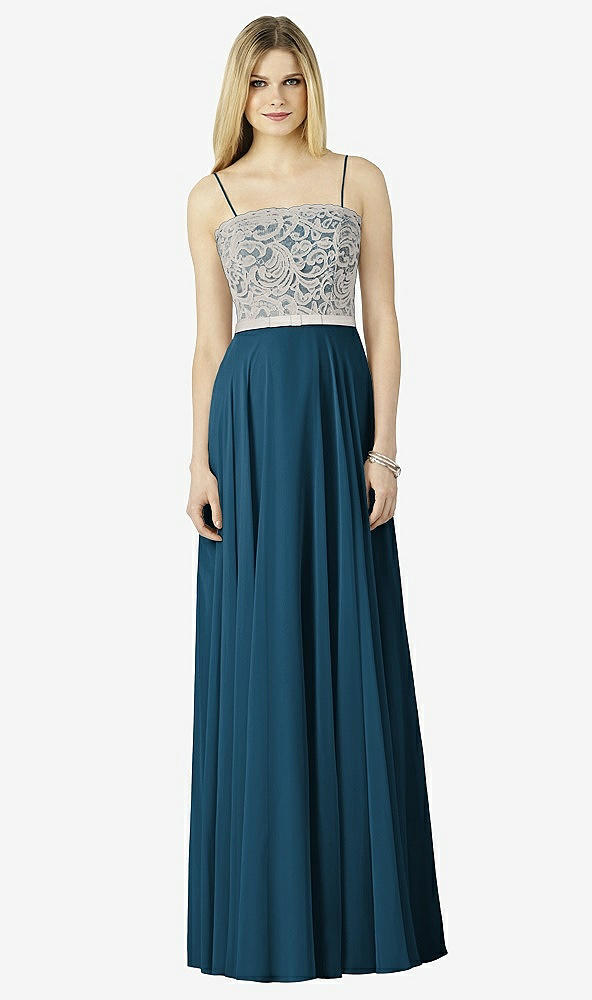Front View - Atlantic Blue & Oyster After Six Bridesmaid Dress 6732