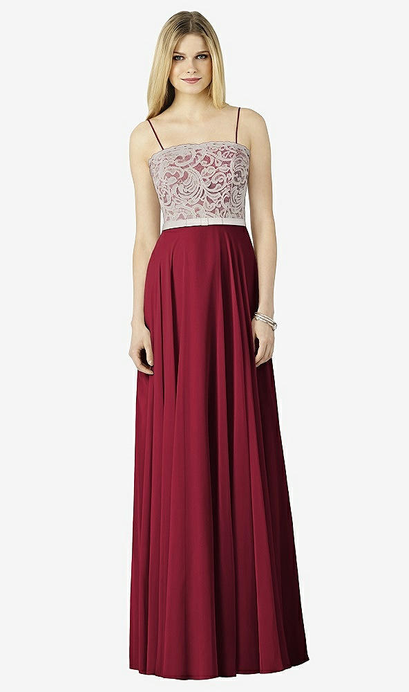 Front View - Burgundy & Oyster After Six Bridesmaid Dress 6732