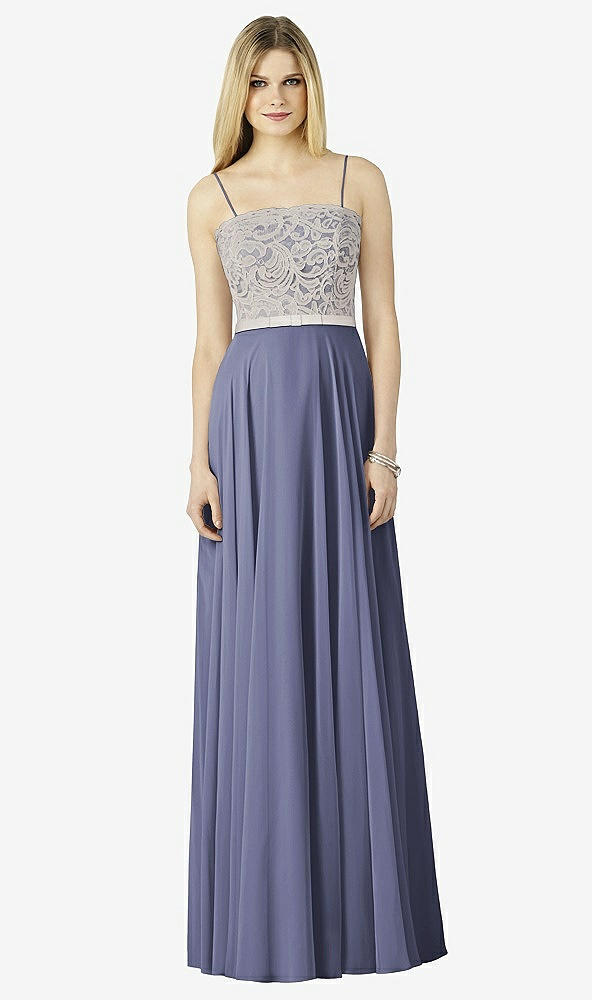 Front View - French Blue & Oyster After Six Bridesmaid Dress 6732