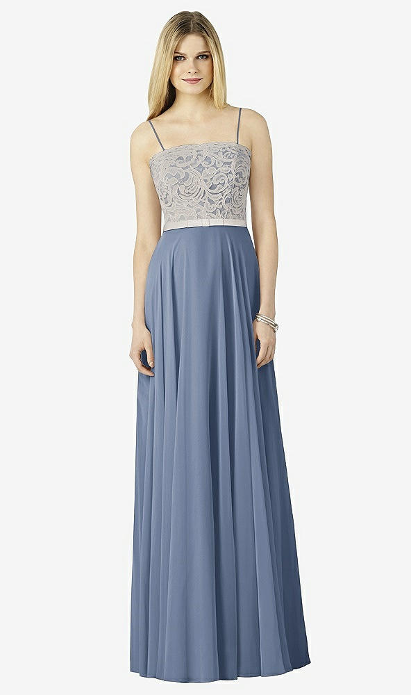 Front View - Larkspur Blue & Oyster After Six Bridesmaid Dress 6732