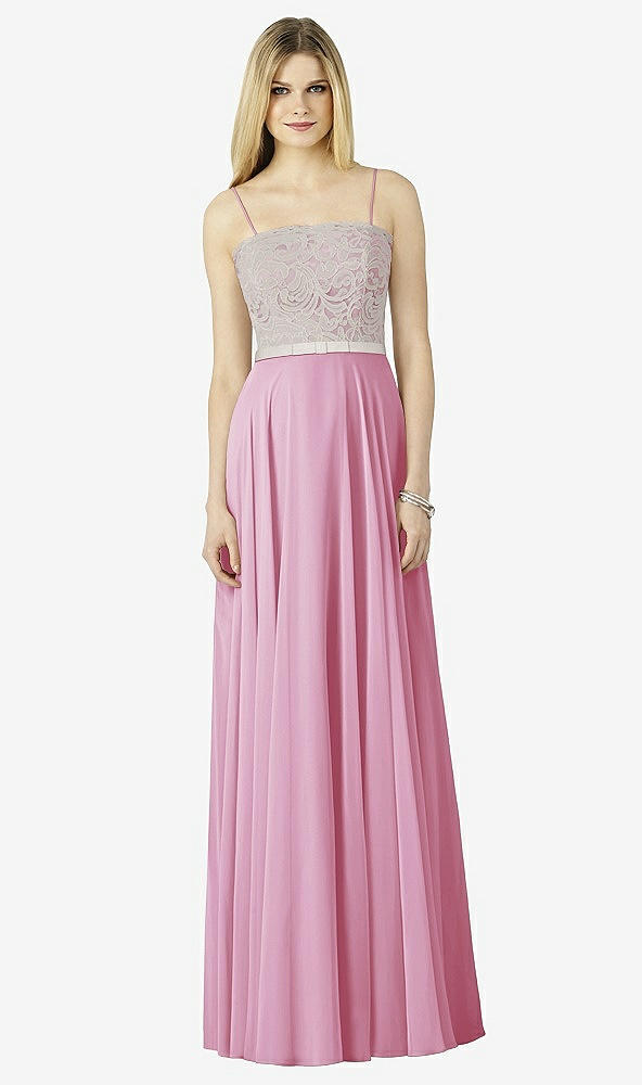 Front View - Powder Pink & Oyster After Six Bridesmaid Dress 6732