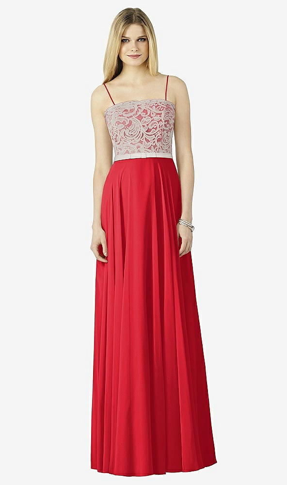 Front View - Parisian Red & Oyster After Six Bridesmaid Dress 6732
