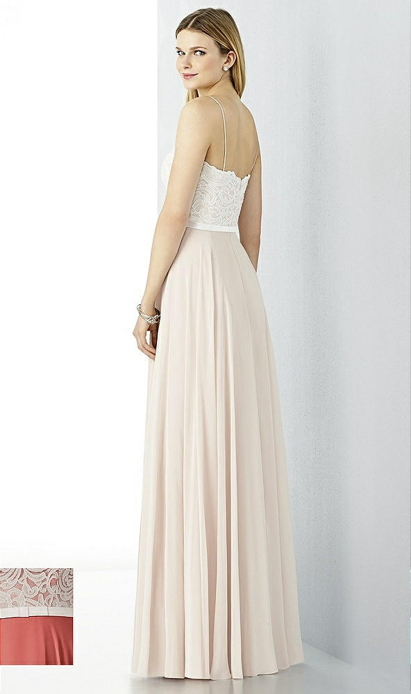 Back View - Coral Pink & Oyster After Six Bridesmaid Dress 6732