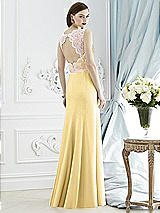 Rear View Thumbnail - Buttercup & Blush Lace Bodice Open-Back Trumpet Gown with Bow Belt