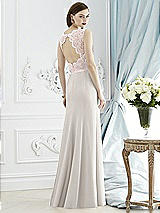 Rear View Thumbnail - Oyster & Blush Lace Bodice Open-Back Trumpet Gown with Bow Belt