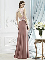 Rear View Thumbnail - Sienna & Blush Lace Bodice Open-Back Trumpet Gown with Bow Belt