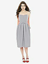 Front View Thumbnail - French Gray Midi Natural Waist Strapless Dress